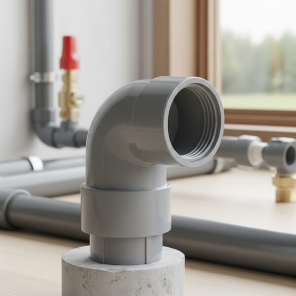 Codo PVC 40 mm 67º H-H Gris en instalación