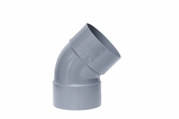 Codo PVC 50 mm 45º H-H Gris
