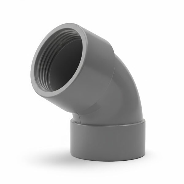 Codo PVC 50 mm 45º H-H Gris para Agua