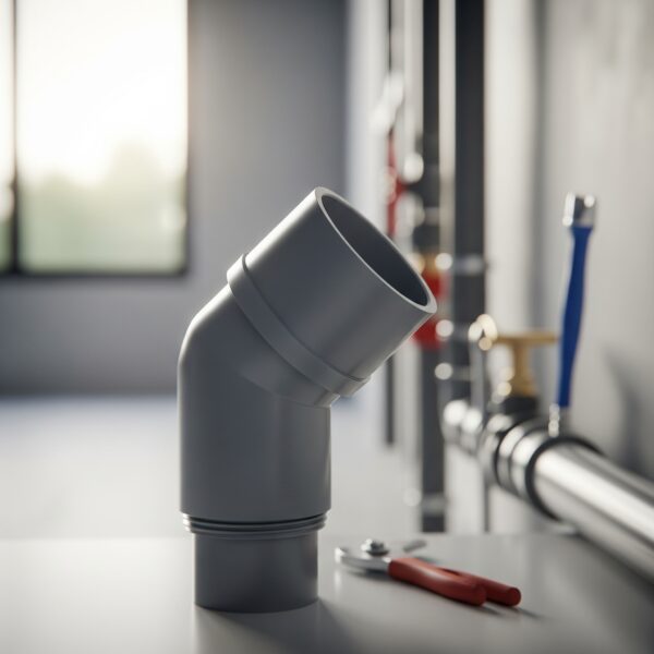 Codo PVC 50 mm 45º H-H Gris en instalación