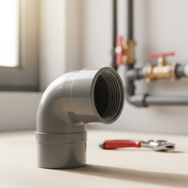 Codo PVC 50 mm 87º M-H Gris en instalación