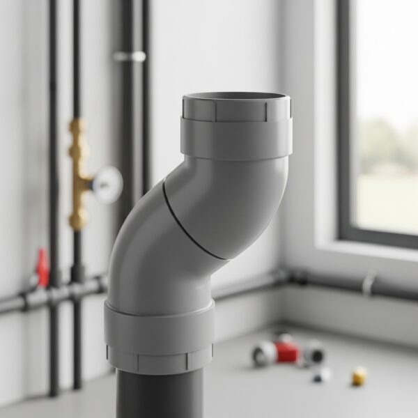 Codo PVC 75 mm 45º M-H Gris en instalación