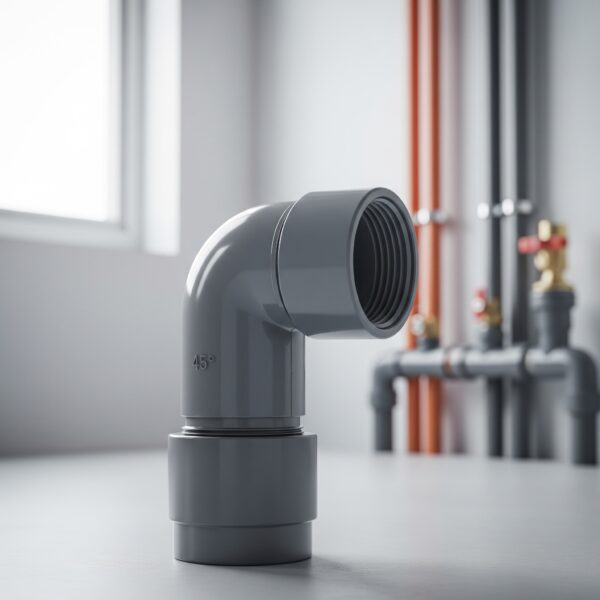 Codo PVC 75 mm 67º M-H Gris en instalación