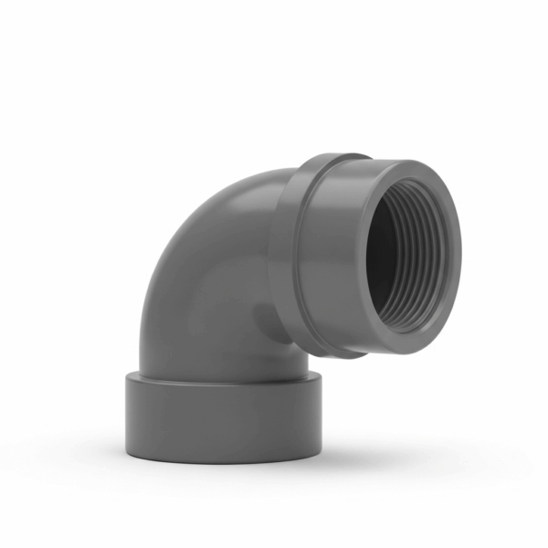 Codo PVC 90º Reducido 50x50-40 Encolar Gris