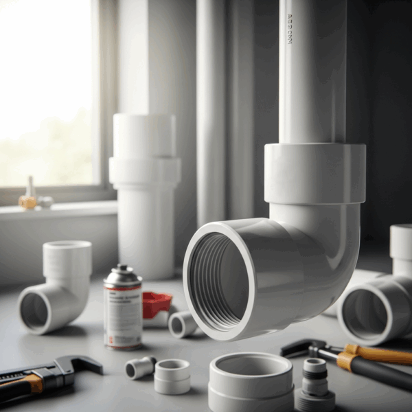 Codo PVC Blanco de 110 mm 87º M-H Blanco en instalación