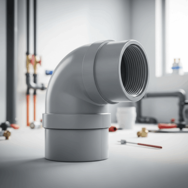 Codo PVC de 110 mm 15º M-H Gris en instalación de Tubería de agua