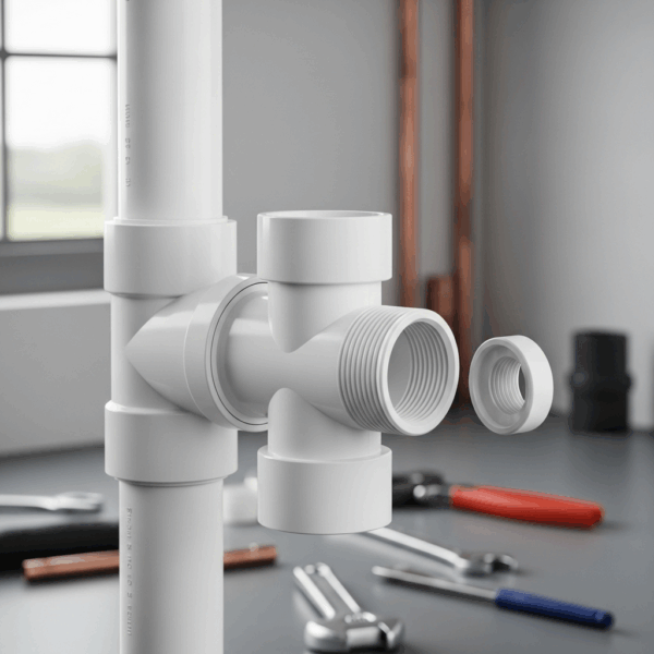 Adaptador Mixto PVC de 90 mm a 75 mm Encolar y Roscar Hembra en instalación de Tubería de agua