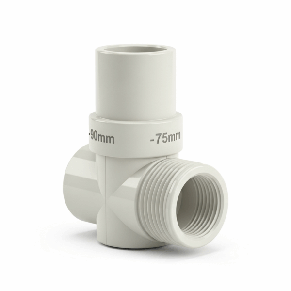 Adaptador Mixto PVC de 90 mm a 75 mm Encolar y Roscar Hembra para Tubería de agua