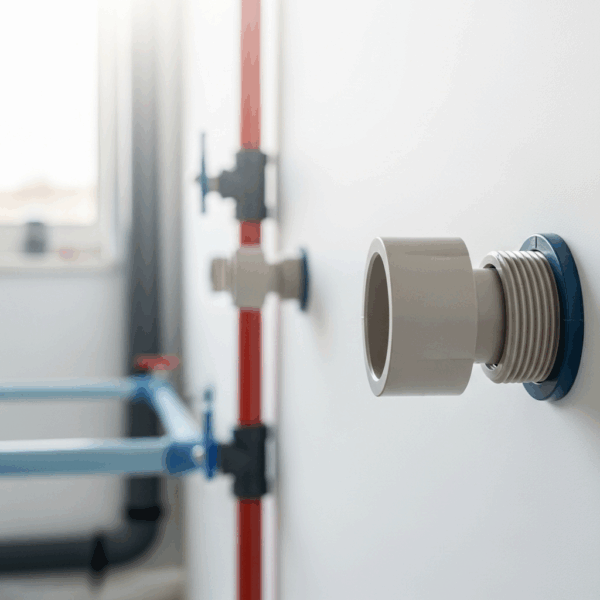 Adaptador mixto PVC encolar y roscar Hembra de 20 mm a 16 mm en instalación de Tubería de agua