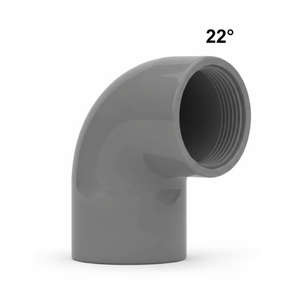 Codo PVC de 125 mm 22º M-H Gris para Tubería de agua