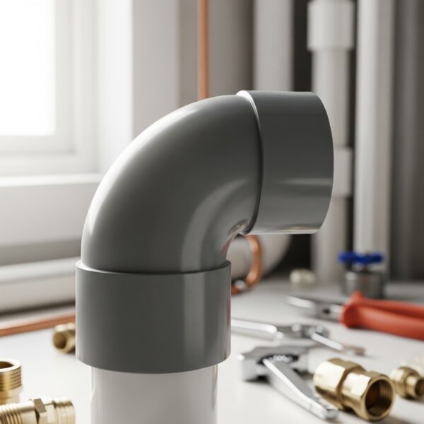 Codo PVC de 32 mm 87º M-H Gris en instalación