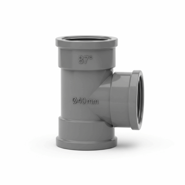 Codo PVC Doble 40 mm 87º M-H Gris para Tubería de agua