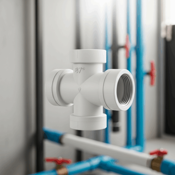 Cruz PVC Sanitario 110 mm 87º en instalación de Tubería de agua