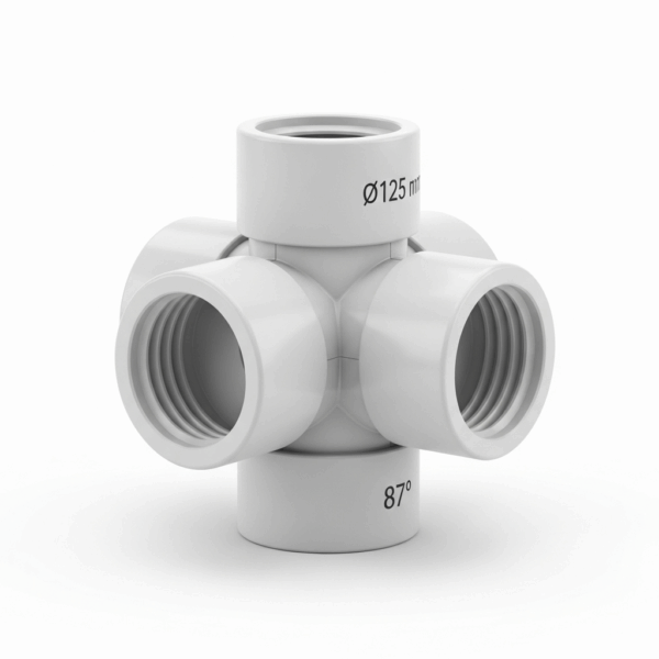 Cruz PVC Sanitario 125 mm 87º para Tubería de agua
