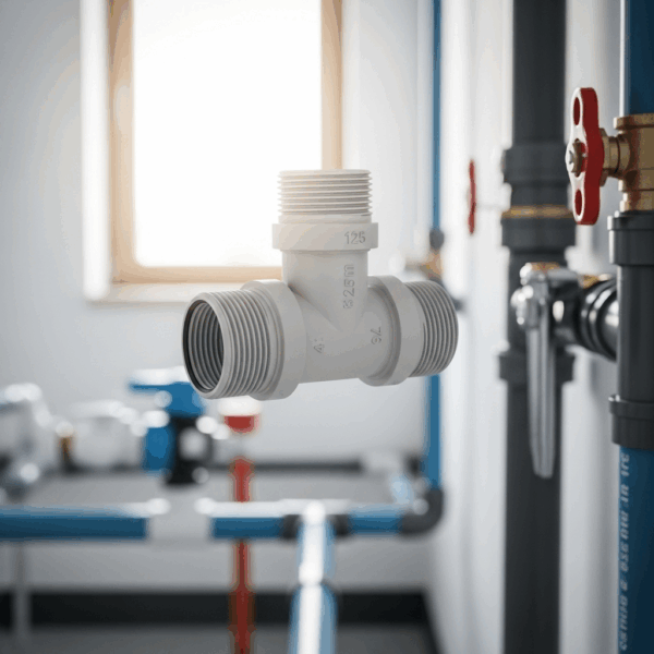 Derivación Y PVC 125 mm 45º M-H en instalación de Tubería de agua