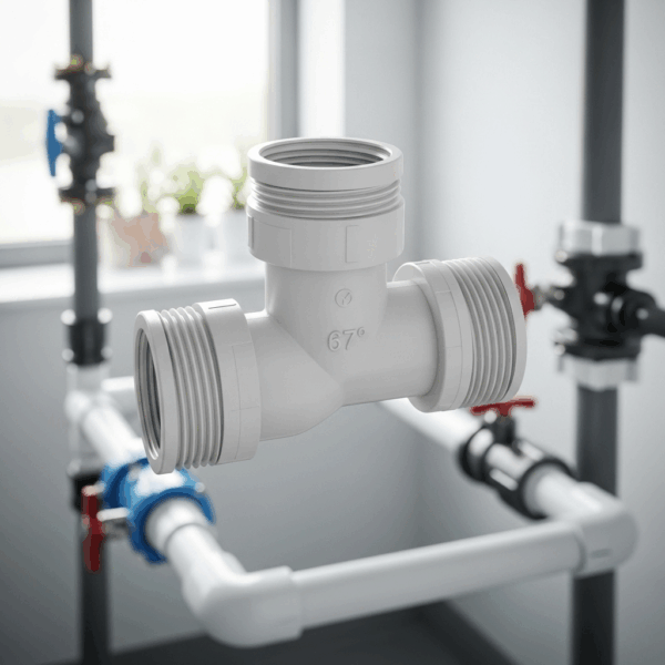 Derivación Y PVC 90 mm 67º M-H en instalación de Tubería de agua