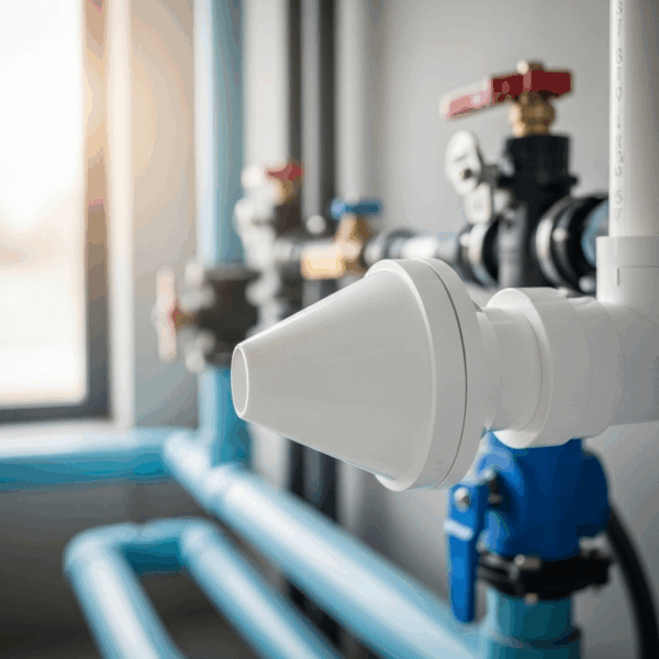Reducción Cónica PVC de 75 mm a 50 mm en instalación de Tubería de agua