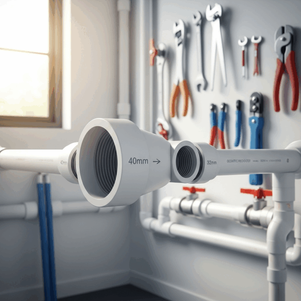 Reducción Excéntrica PVC de 40 mm a 32 mm en instalación de Tubería de agua