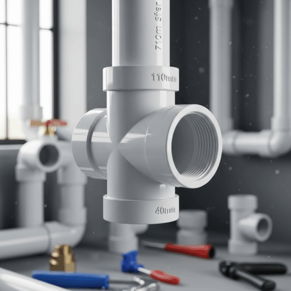 Reducción PVC de 110 mm a 40 mm en instalación de Tubería de agua