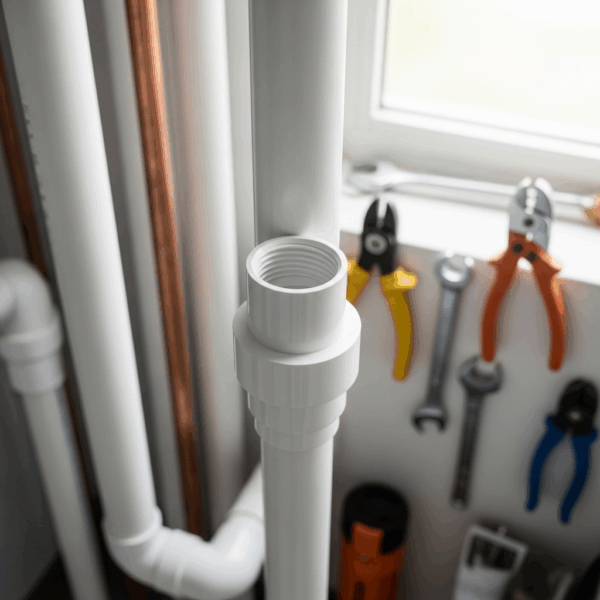 Reducción PVC de 25 mm a 20 mm en instalación de Tubería de agua