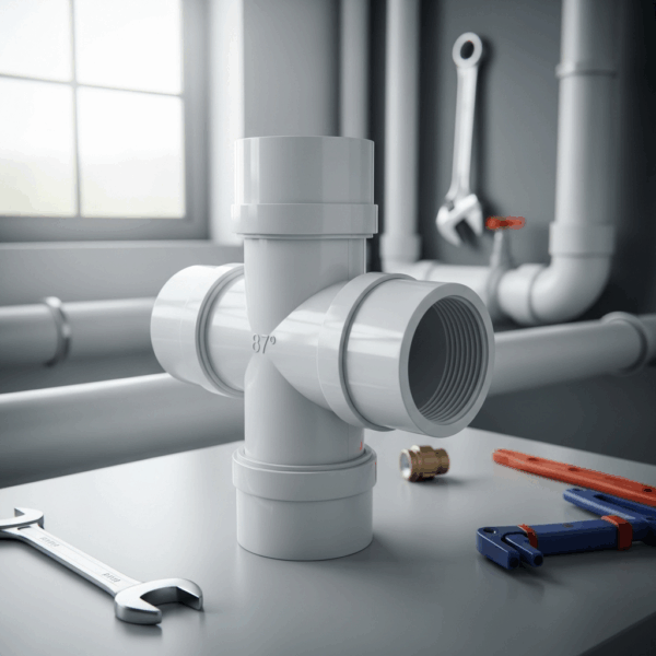 Te PVC 63 mm 87º Lisa en instalación de Tubería de agua
