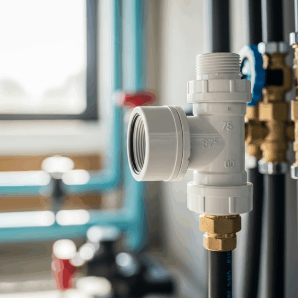 Te PVC 75 mm 87º M-H en instalación de Tubería de agua