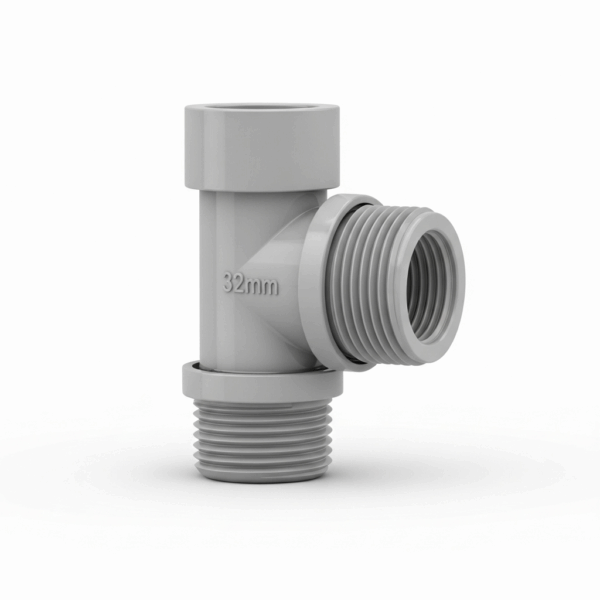 Te PVC Lisa 32 mm 90º Mixta para Tubería de agua