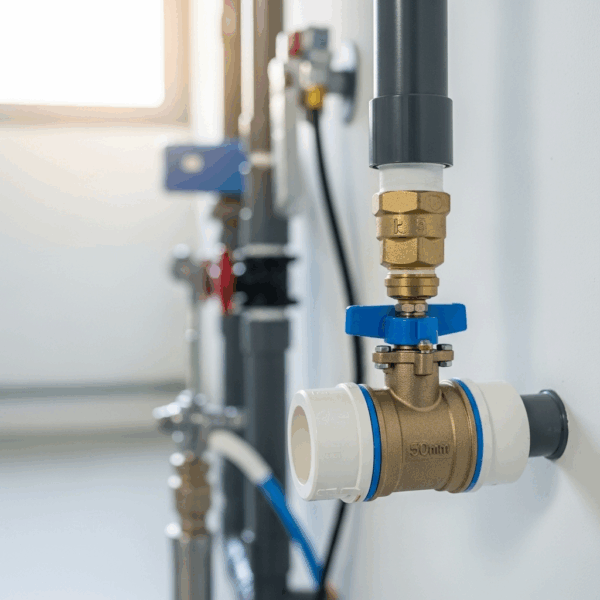 Válvula Antirretorno Bola PVC 50 mm en instalación de Tubería de agua