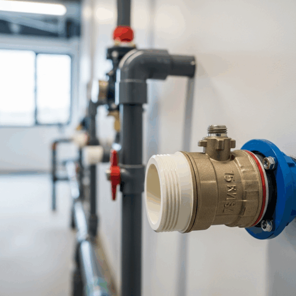 Válvula de Esfera PVC Encolar 75 mm en instalación de Tubería de agua