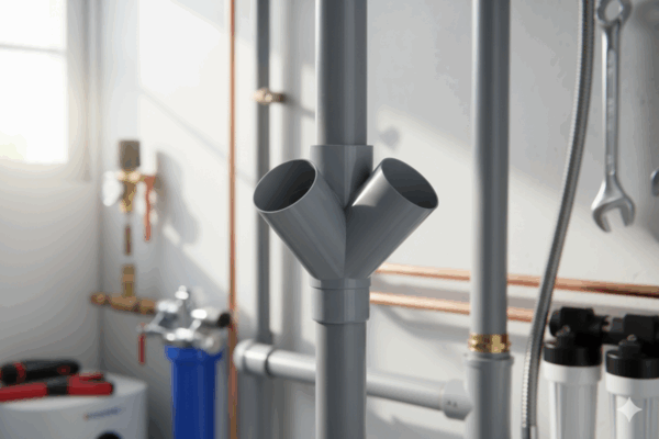 Injerto Doble PVC 75 mm 45º en instalación de Fontanería